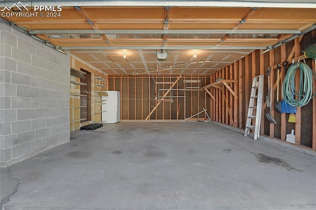 garage with a garage door opener