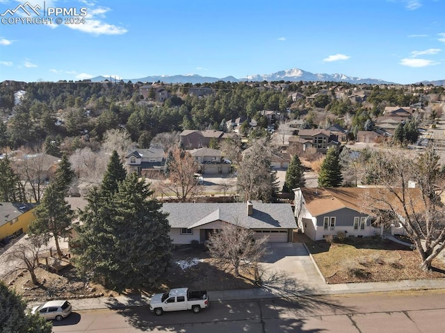 drone / aerial view with a mountain view