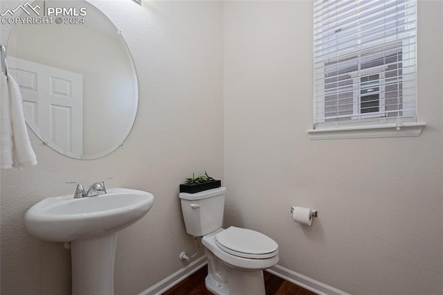 bathroom featuring toilet and hardwood / wood-style flooring