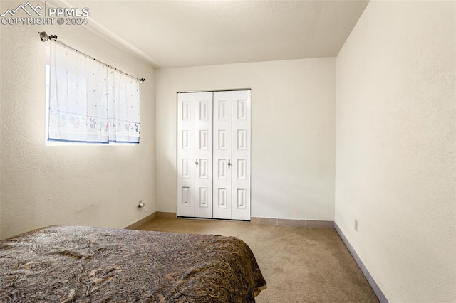 bedroom featuring a closet and carpet