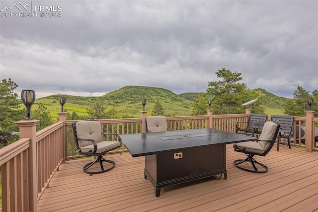 deck featuring a mountain view