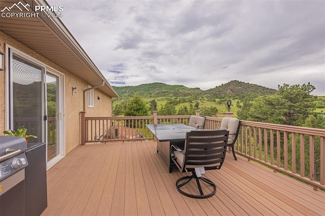 deck featuring a mountain view