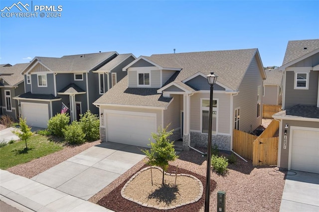 view of front of property with a garage