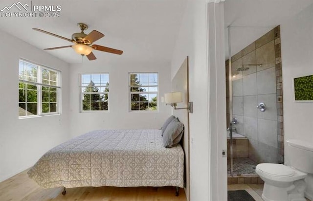 bedroom featuring ceiling fan and wood-type flooring