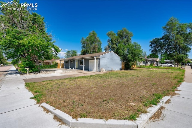 exterior space with a garage