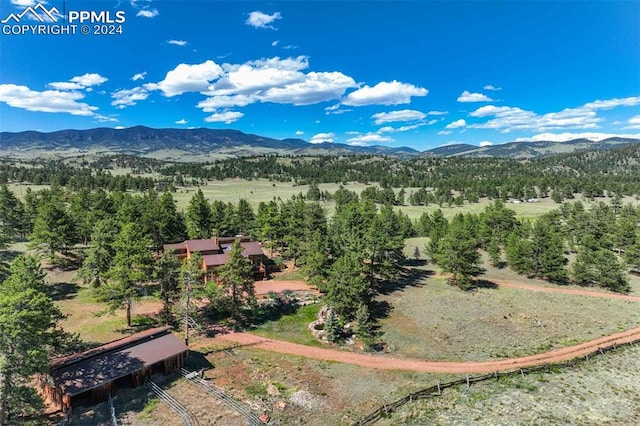 bird's eye view with a mountain view