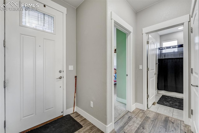 foyer featuring light hardwood / wood-style floors