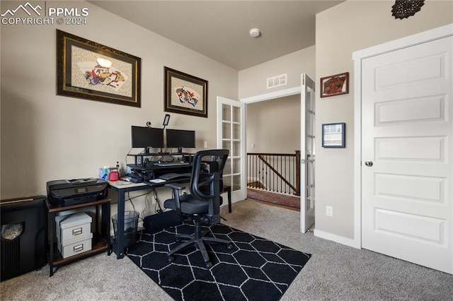 home office featuring carpet floors