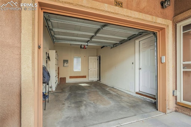 garage with a garage door opener