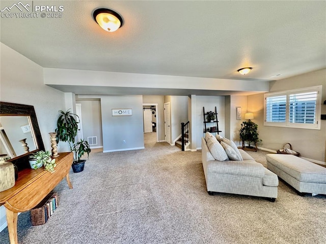 living room featuring carpet floors