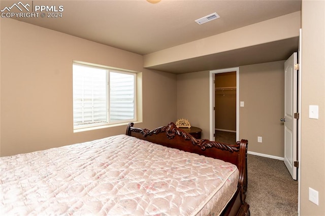 carpeted bedroom featuring a closet and a spacious closet