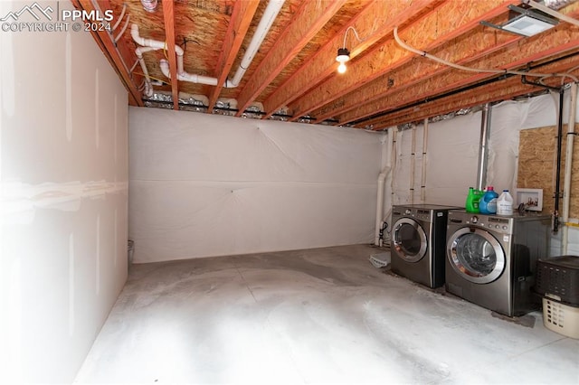 basement with independent washer and dryer