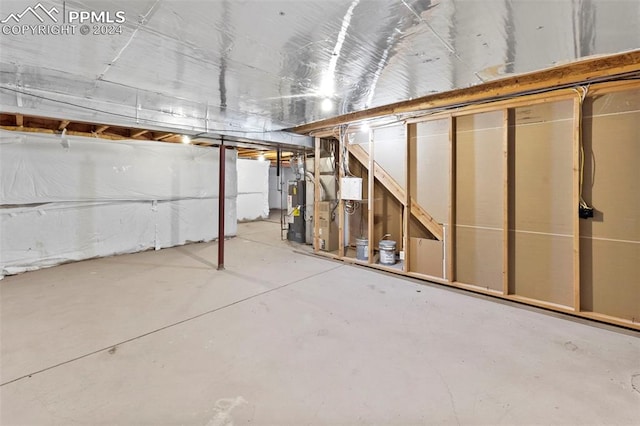 basement with gas water heater