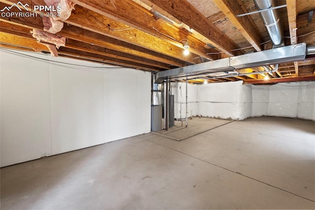 basement featuring gas water heater