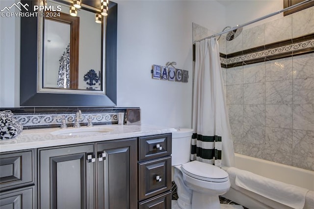 4950 Longwood Pt, Colorado Springs, CO 80906 - full bath featuring toilet, vanity, and shower / bathtub combination with curtain