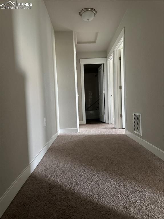 hallway with light carpet