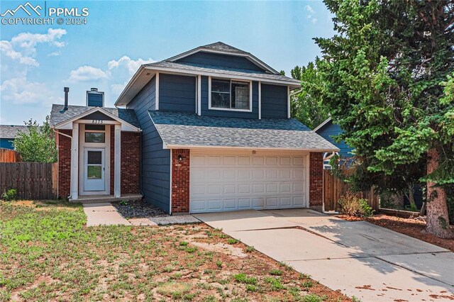 front facade with a garage