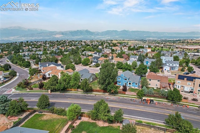 drone / aerial view with a mountain view