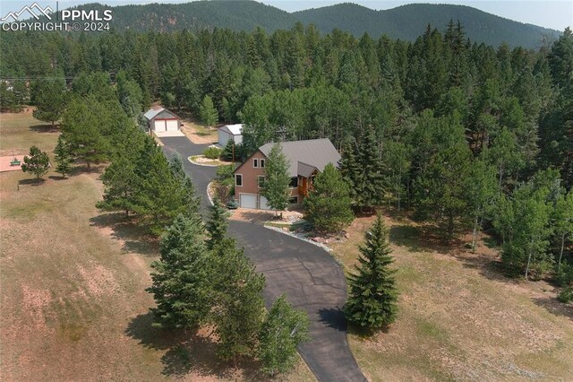 aerial view with a mountain view