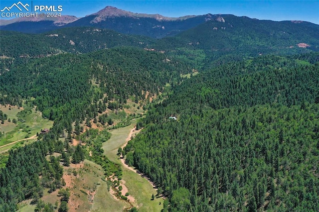 aerial view with a mountain view