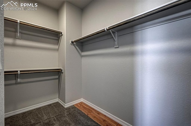 walk in closet with wood-type flooring