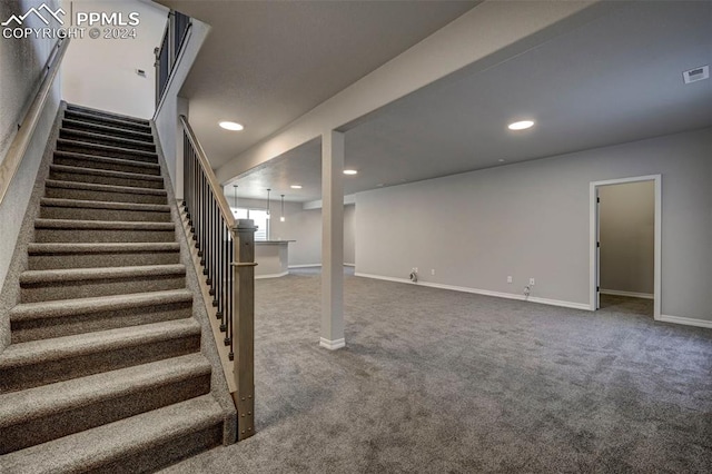 basement with carpet