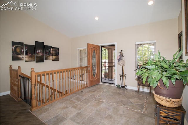 1933 Top Notch Trl, Penrose, CO 81240 - foyer with baseboards, lofted ceiling, and recessed lighting