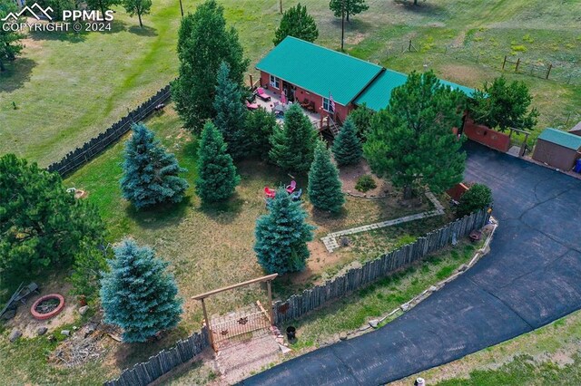 drone / aerial view with a rural view