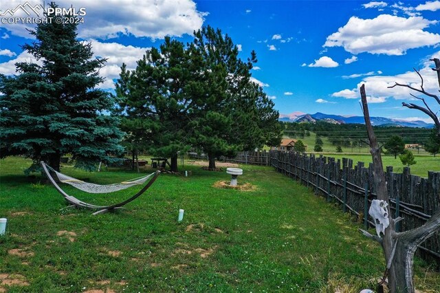 view of yard featuring a mountain view