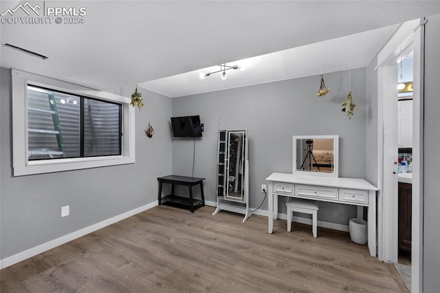 interior space with hardwood / wood-style floors