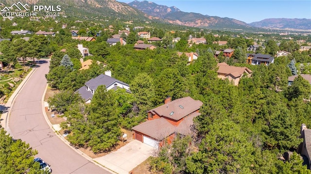 aerial view with a mountain view