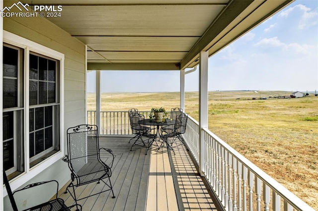 deck with a rural view