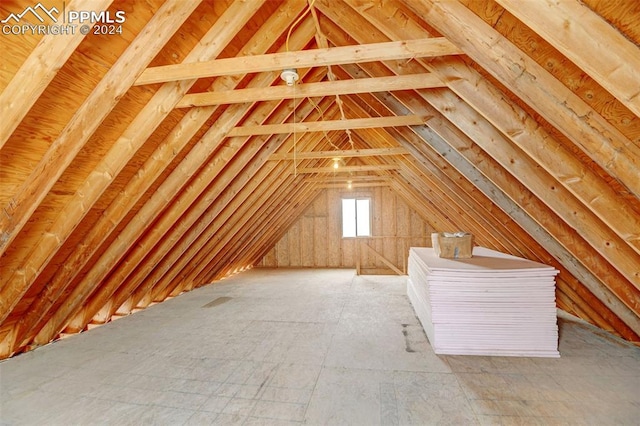 view of unfinished attic