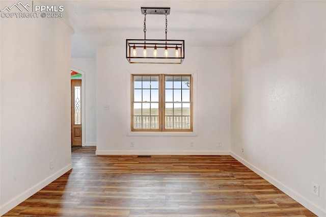 spare room featuring wood-type flooring