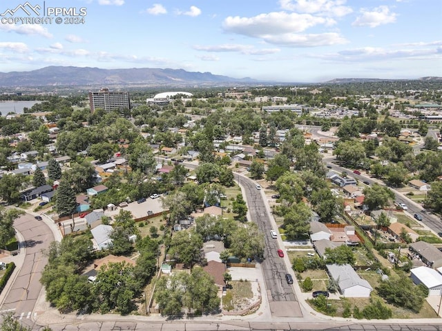 aerial view with a mountain view