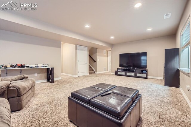 living room featuring carpet