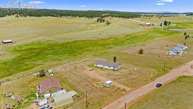 bird's eye view featuring a rural view