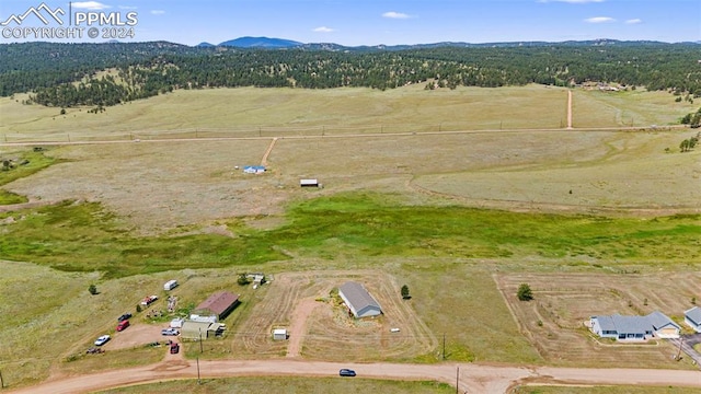 birds eye view of property with a rural view and a mountain view