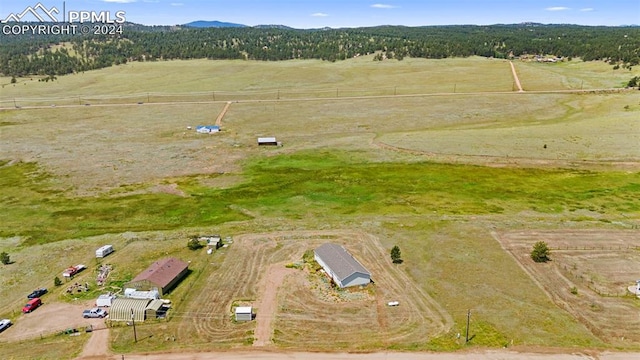 aerial view featuring a rural view