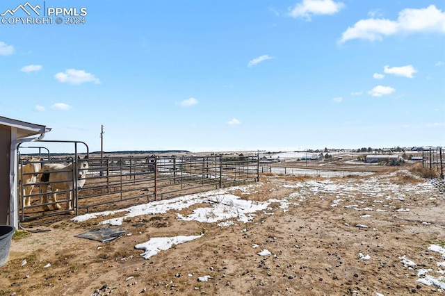 view of yard with a rural view