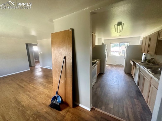 kitchen with sink, stainless steel appliances, and wood-type flooring