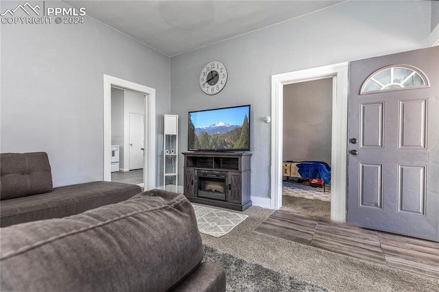 interior space featuring carpet flooring