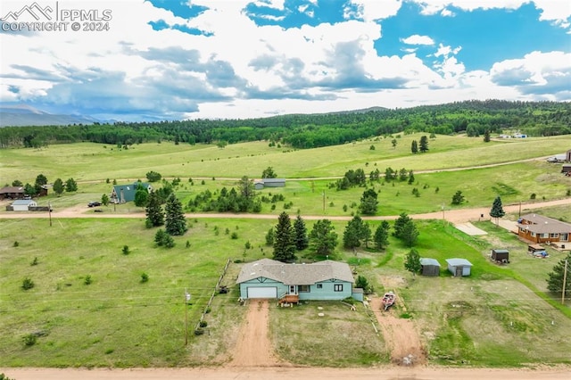 aerial view featuring a rural view