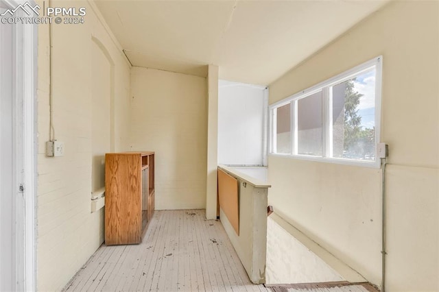 interior space with light hardwood / wood-style floors