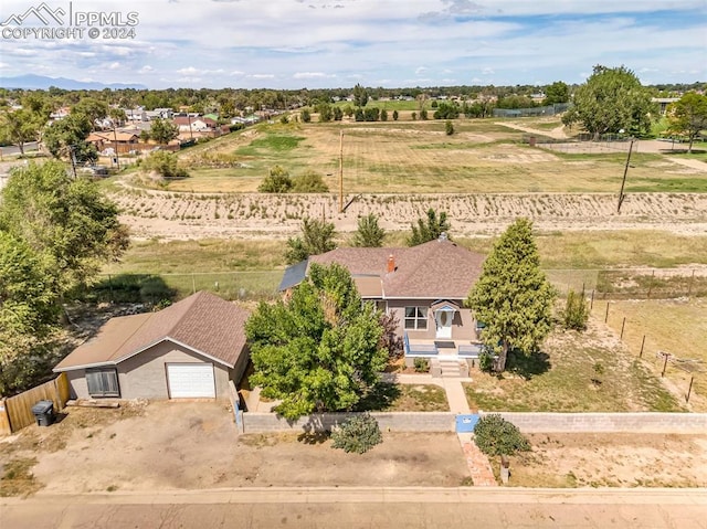 aerial view featuring a rural view