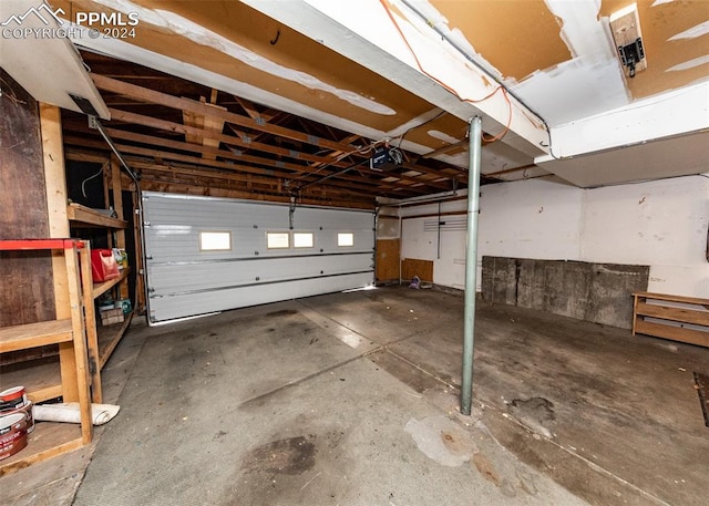 garage with a garage door opener