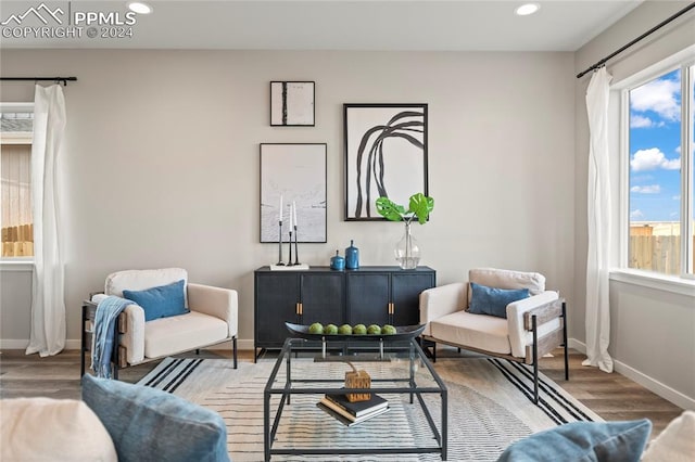 sitting room featuring hardwood / wood-style floors