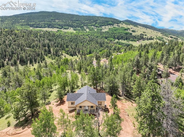 birds eye view of property with a mountain view