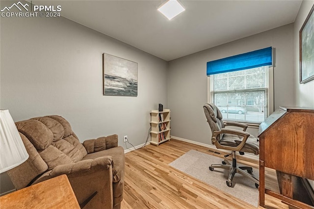 office area featuring light hardwood / wood-style floors