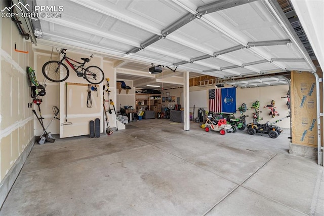 garage with a garage door opener